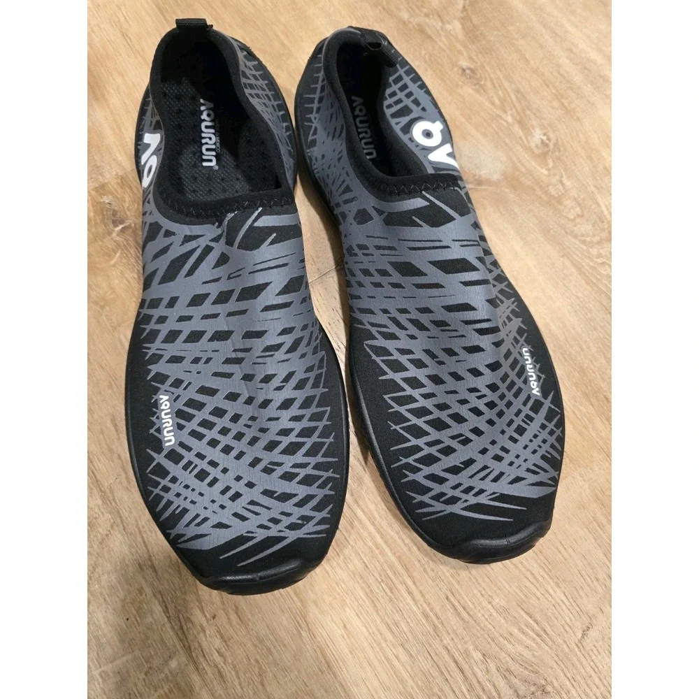 AQUARUN Unisex Water Shoes Aqua Socks Quick Dry Black Gray 280mm Beach Swim Pool